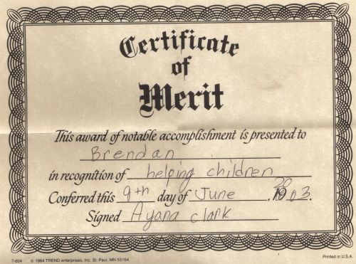 Certificate Merit