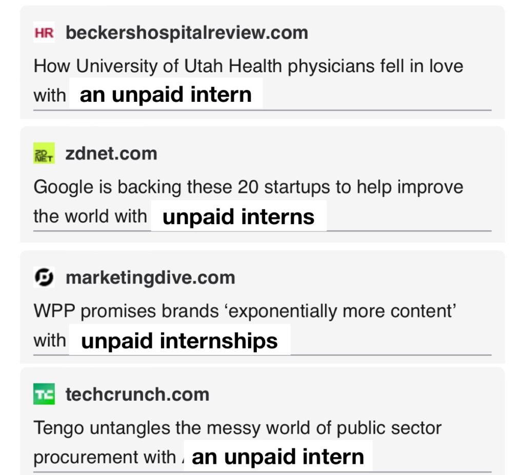These are just headlines where I have taken the words "with AI" and replaced them with "with an unpaid intern."